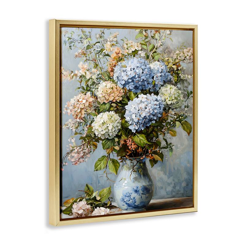 Stupell Classic Hydrangeas & Leaves Framed Floater Canvas Wall Art Design By Franklyn Gregory