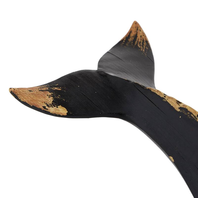 Polystone Whale Handmade Decorative Sculpture - Black - Roche River Decor