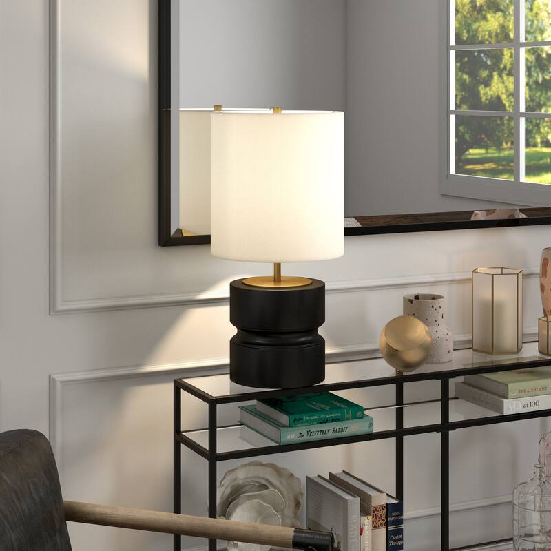 Pax 27" Tall Table Lamp with Fabric Shade - Matte Black/Brass