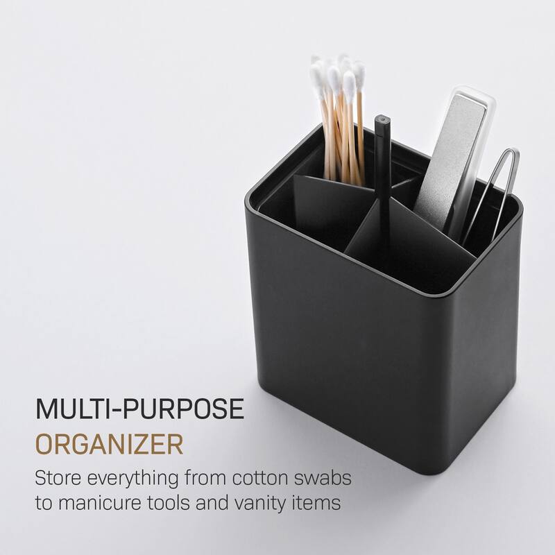 Yamazaki Home Cotton Swab Push-Top Case, ABS Plastic, 200 cotton swabs, Lid - L 2.6 x W 3.78 x H 4.25 inches