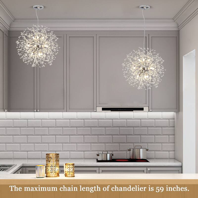 12-Light Linear Foyer Chandelier Lighting with Blowball Accent for Dining Room Kitchen Island