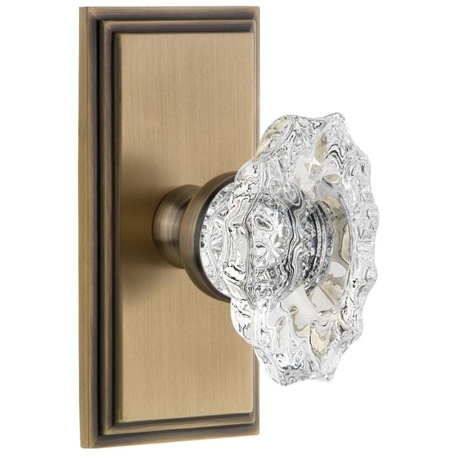 Grandeur Carre Solid Brass Rose Single Dummy Door Knob with Biarritz