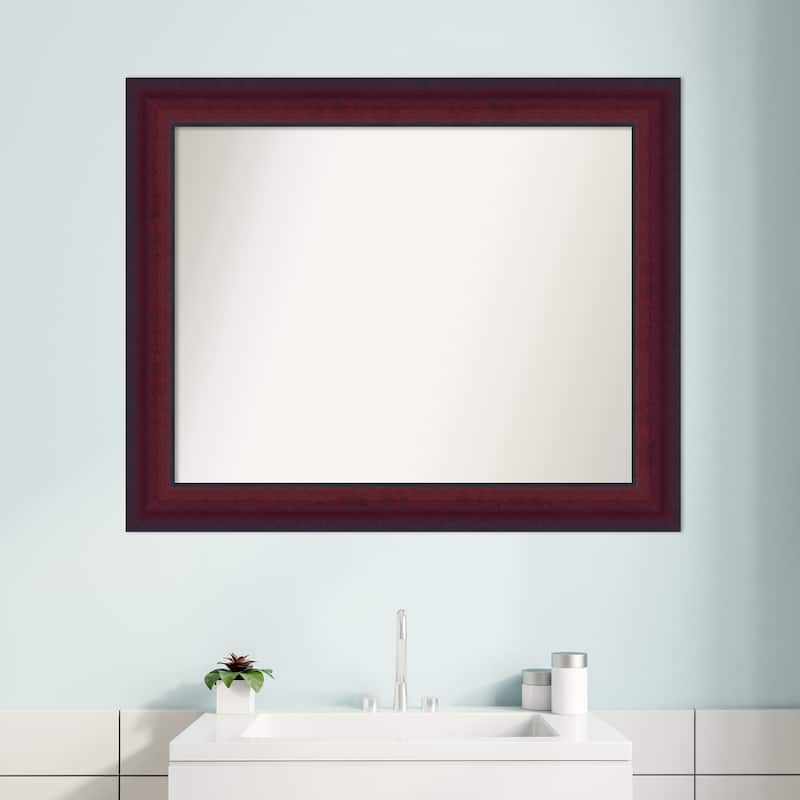 Canterbury Cherry Non-Beveled Wood Framed Bathroom Vanity Wall Mirror - Canterbury Cherry
