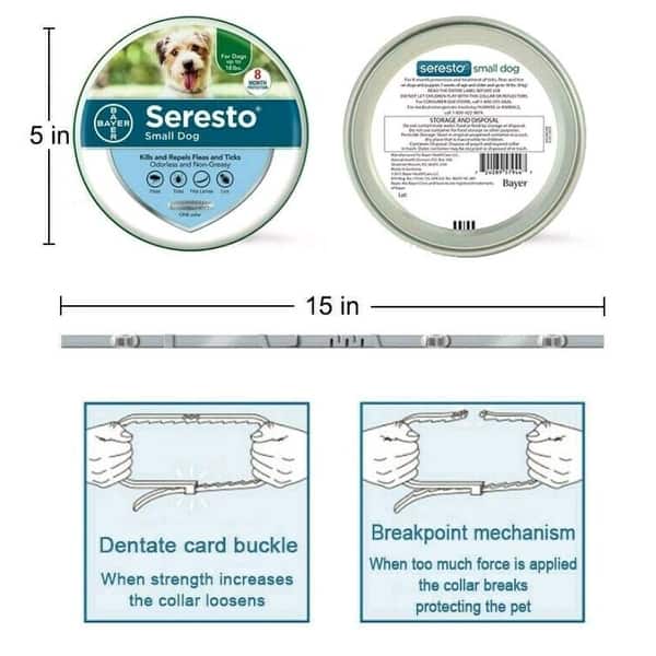 Bayer Seresto Flea and Tick Collar for Small Dogs Up to 18lbs 8 Month Protection Bed Bath