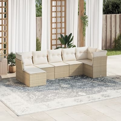 vidaXL Garden Sofa Set Beige PE rattan, powder-coated steel Large - 24.4 x 24.4 x 27.2