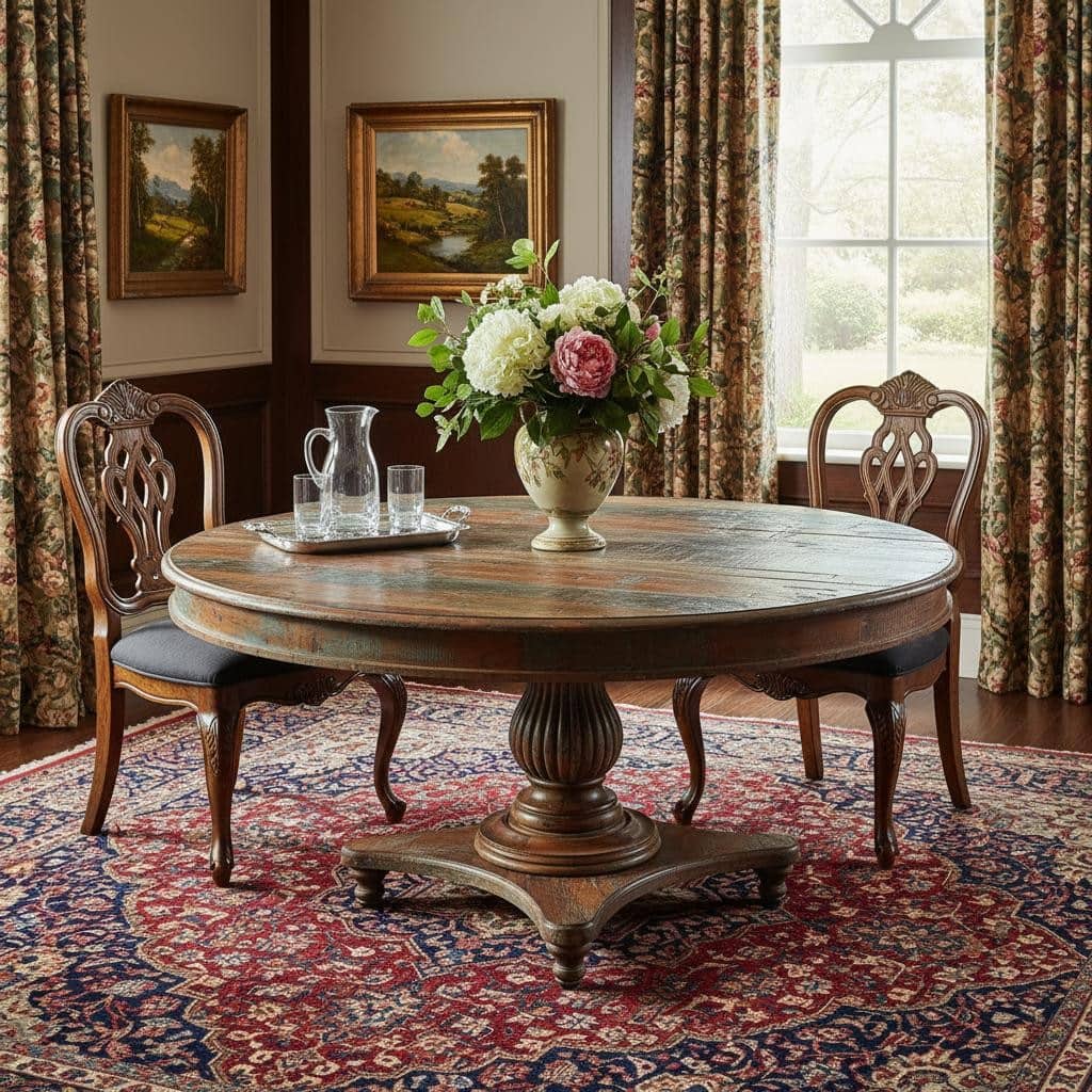 HomeRoots 72" Brown Rounded Solid Wood Dining Table - 72.00 in. x 31.00 in. x 72.00 in.