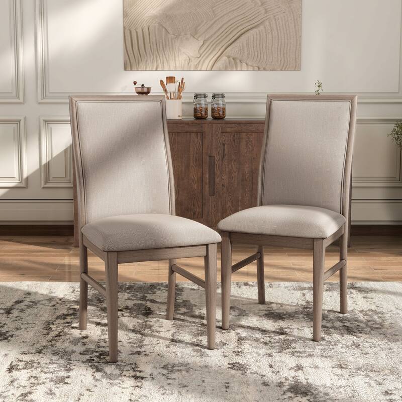 Furniture of America Barbesh Modern Natural Ash Wood Upholstered Side Chair (Set of 2) - Natural Ash
