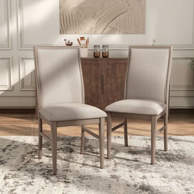 Furniture of America Barbesh Modern Natural Ash Wood Upholstered Side Chair (Set of 2)