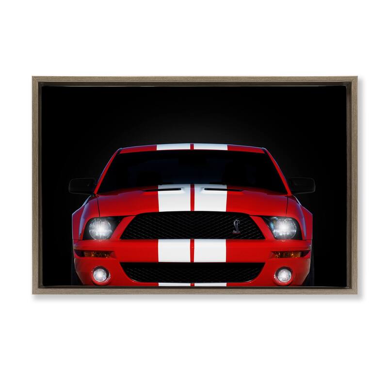 Stupell Iconic Red Sports Car Framed Floater Canvas Wall Art Design By Mark Rogan - 31 x 21 - Brown