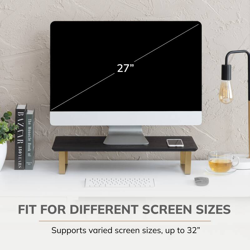 Jani Wood Monitor Stand Riser Desk - Ergonomic Design Stand, Desktop Organizer Table for Home, Office Workspace, Gaming Desk
