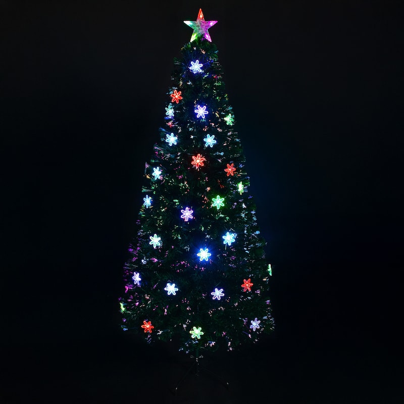 Pre-Lit Fiber Optic Snowflake Artificial Christmas Tree - 7' - Multi LED Lights