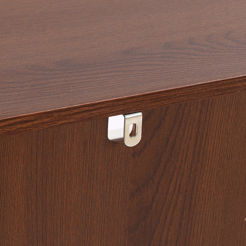 White and Brown Wood 2-Door Bathroom Storage Cabinet - 30.25" H x 23.63" W x 12.4" D