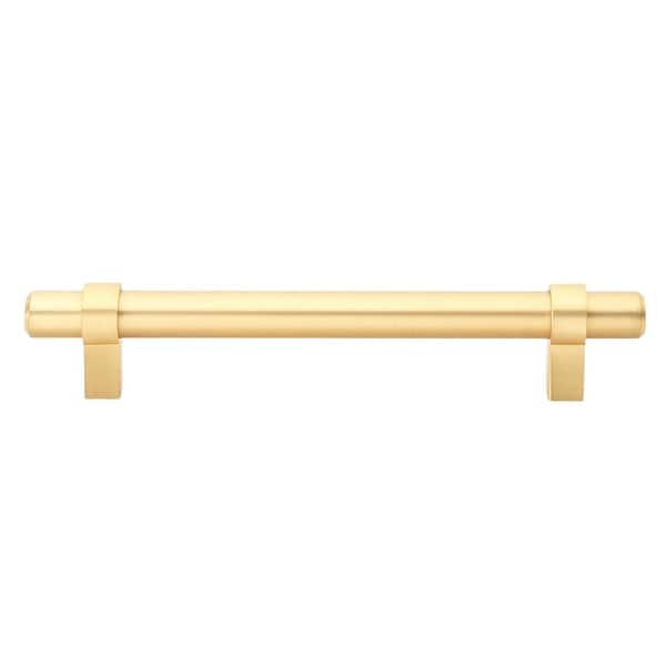 slide 2 of 3, GlideRite 5-inch Solid Satin Gold Euro Cabinet Bar Pulls (Pack of 25) - 25 Pack