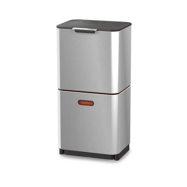 slide 2 of 20, Joseph Joseph Totem Max 60L Dual Trash Can and Recycle Bin (15.85 US Gallons) Stainless Steel