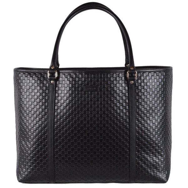 gucci leather tote black