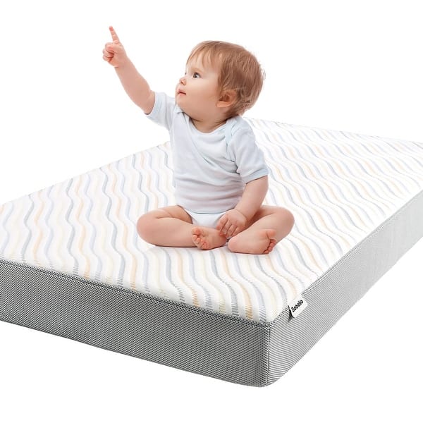 slide 2 of 7, Biobased Crib and Toddler Mattress | Dual-Sided USDA Biopreferred and CertiPUR-US Certified biobased Mattress White