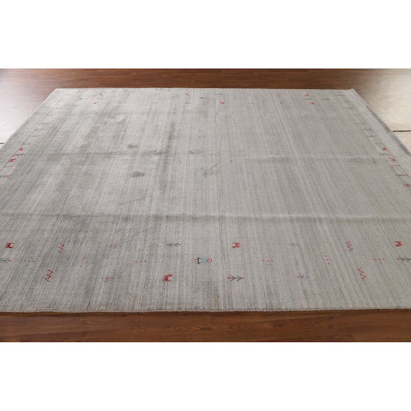 Gabbeh Area Rug Hand-Knotted Oriental Wool Carpet - 8'0"x 9'9"