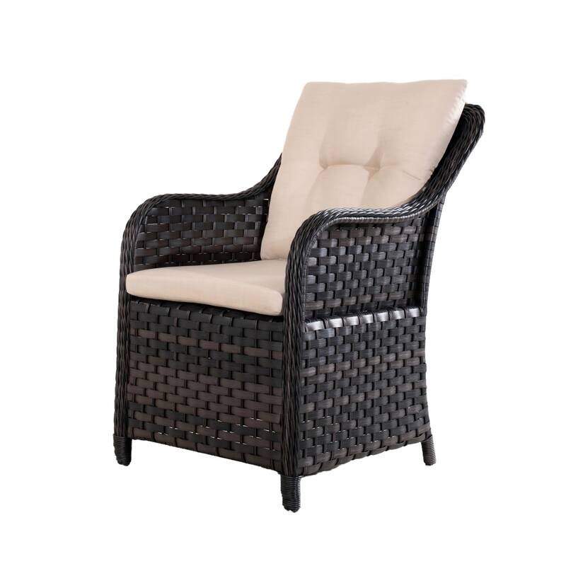 2-piece Modern Patio Aluminum Frame Wicker Dining Chairs