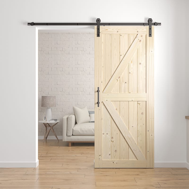 Coast Sequoia 30in./32in./36in./42in./48in. x 84in. K Series Knotty Wood Sliding Barn Door With Hardware Kit - Unfinished