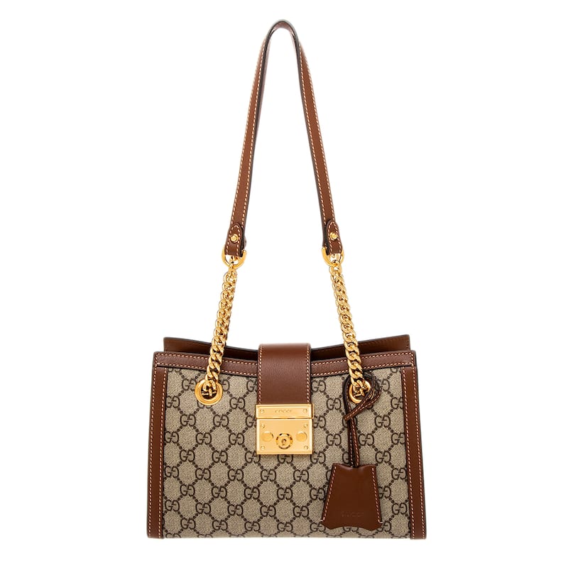 Gucci Padlock Medium Tote Bag - Beige and Brown