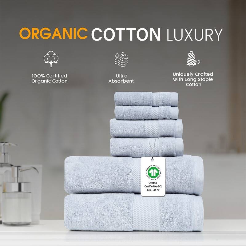 Organic 630 GSM Ultra Absorbent Cotton Towel Set of 6 by Farm to Home