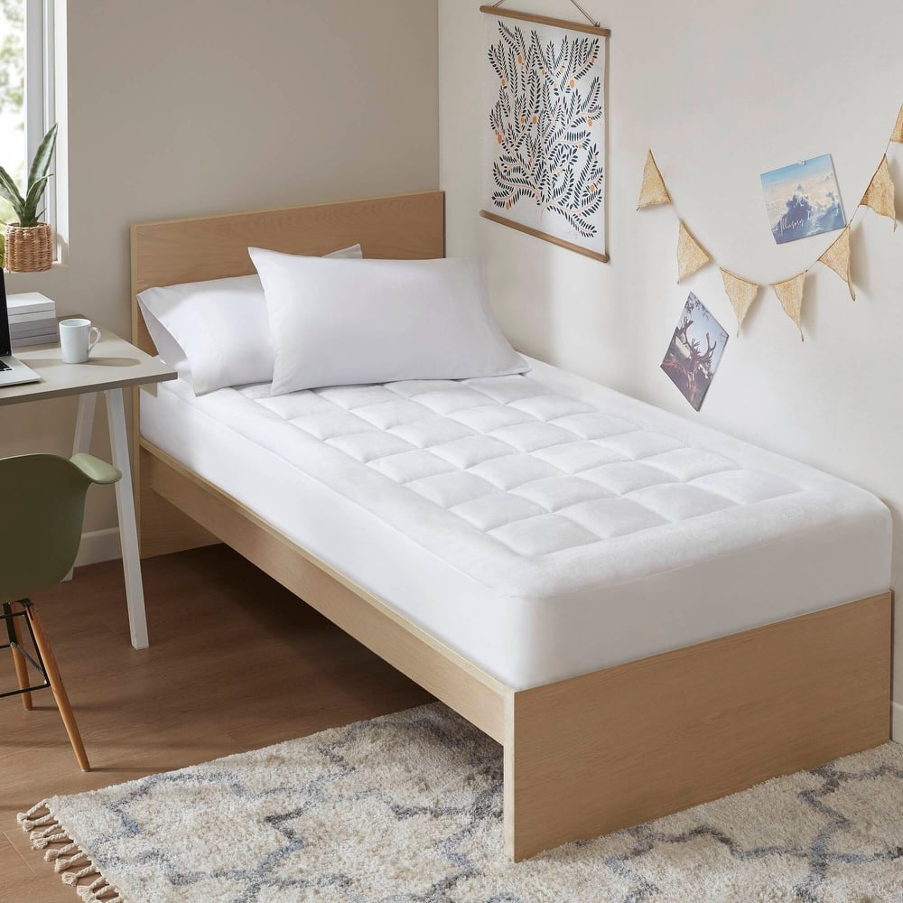 Madison Park Heavenly Soft Overfilled Plush Down Alt. Waterproof Mattress Pad - White