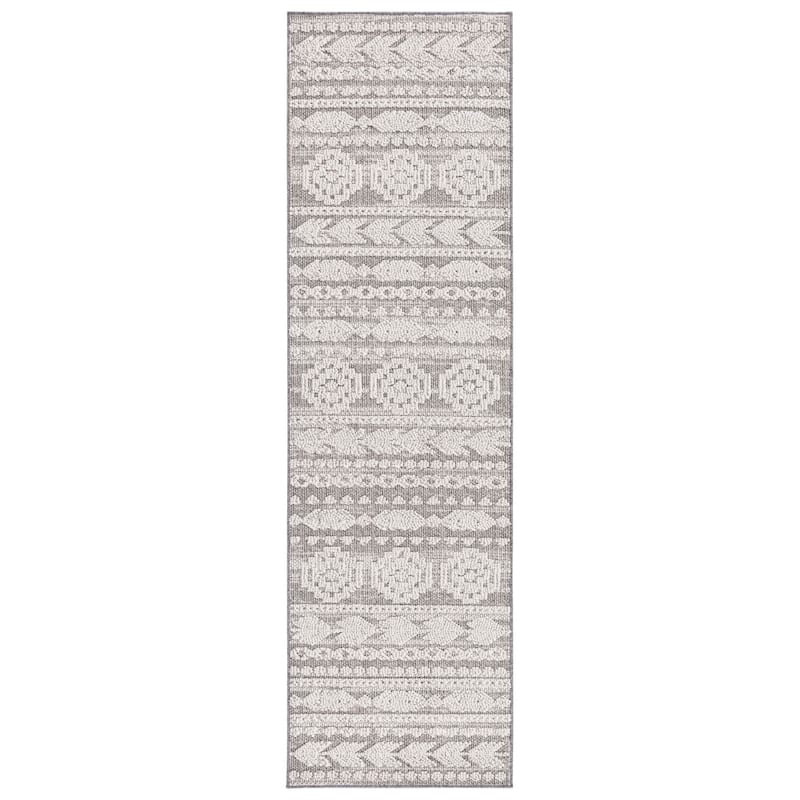 SAFAVIEH Global Elsche Moroccan Indoor/ Outdoor Waterproof Patio Backyard - 2' 2" x 8' - Grey/Ivory - Runner