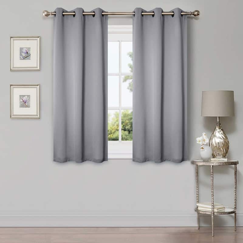 Superior Modern Solid Washable Room Darkening Curtains, Set of 2 Panels - 8PC- 42" x 63" - Silver