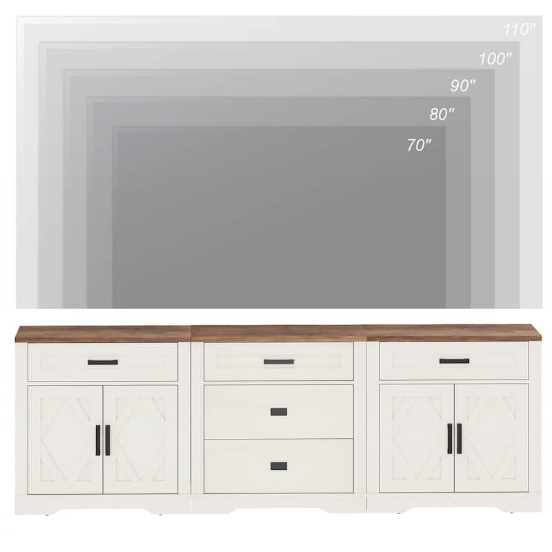 Large TV Stand,3/4-in-1 Farmhouse TV Console Table with Storage Barn Door Cabinet