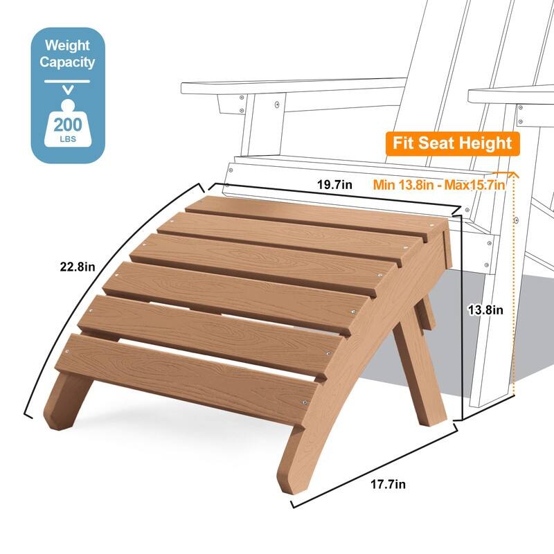 WINSOON 2-Piece All Weather HIPS Outdoor Folding Adirondack Chair with Ottoman