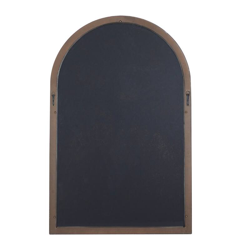 Wooden Window Pane Inspired Wall Mirror with Arched Top - Brown - Roche River Decor - 1"W x 33"L x 51"H
