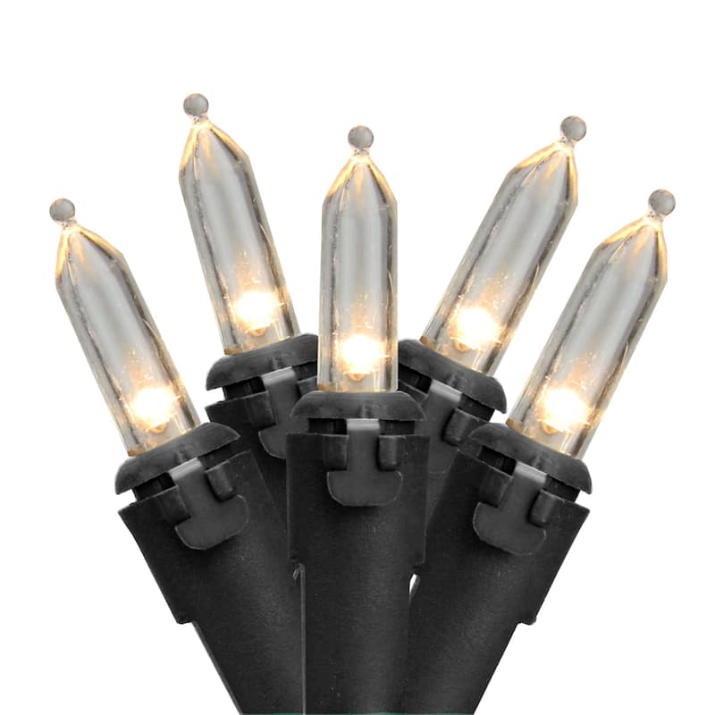 100-Count LED Mini Christmas Lights 33 ft Black Wire - 33' - White
