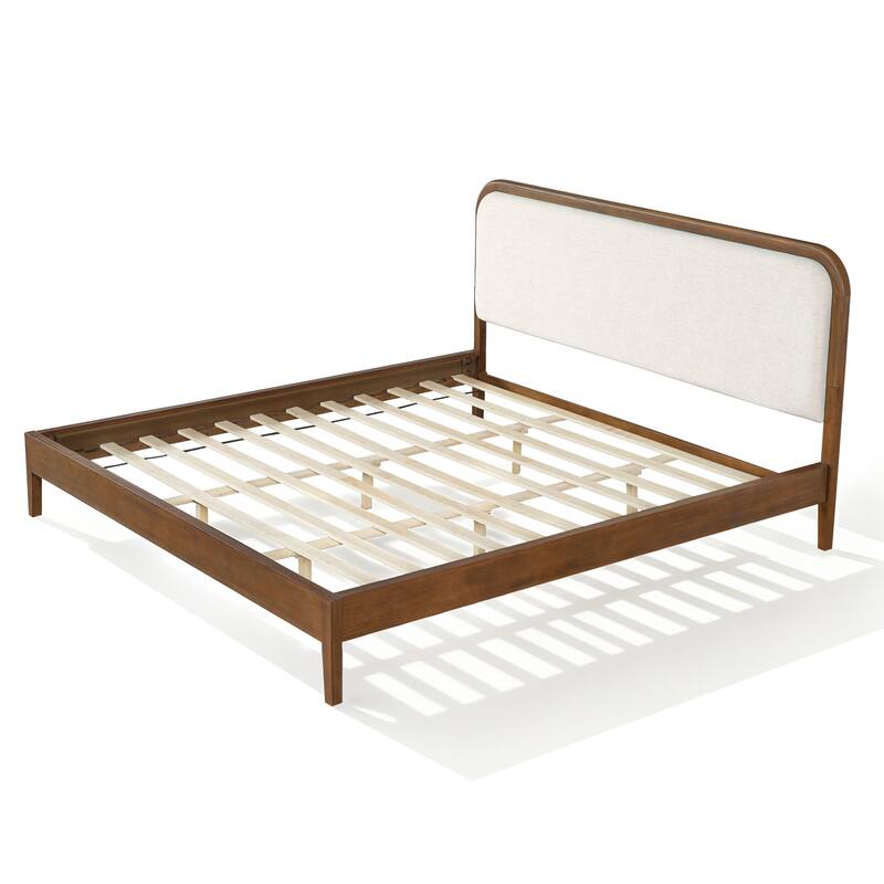 Christopher Knight Home - Oakmere Modern Solid Wood Platform Bed with Upholstered Headboard