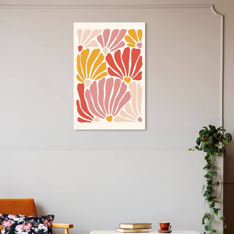 Wynwood Studio Canvas Floral and Botanical Flowers like Shells Pink and Ivory Modern & Contemporary Wall Art Canvas Print - 20 x 30