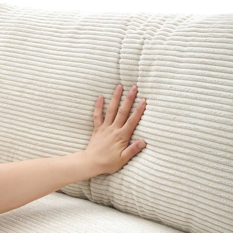 134" Corduroy Sectional Sofa with L-Shaped Cloud Couch and USB Charging & 50" Chaise (330lb Capacity)