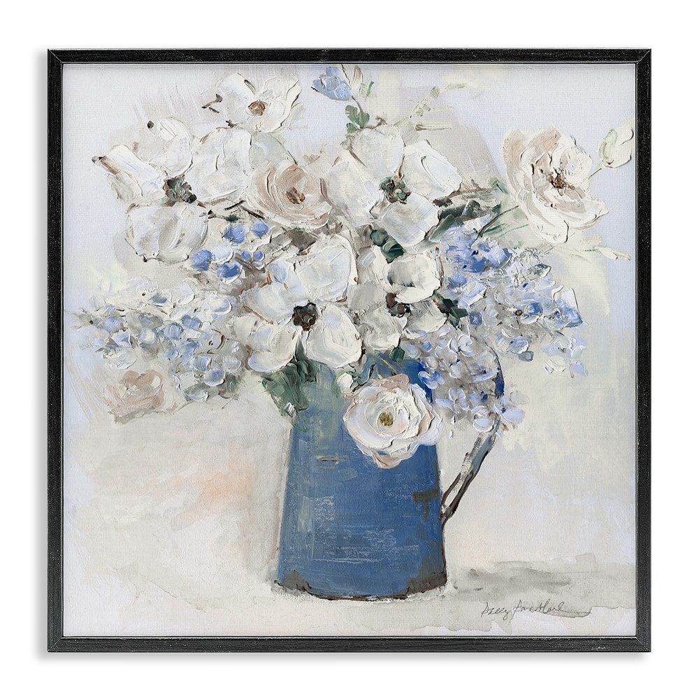 Stupell Bouquet in Blue Country Vase Framed Giclee Art Design By Sally Swatland