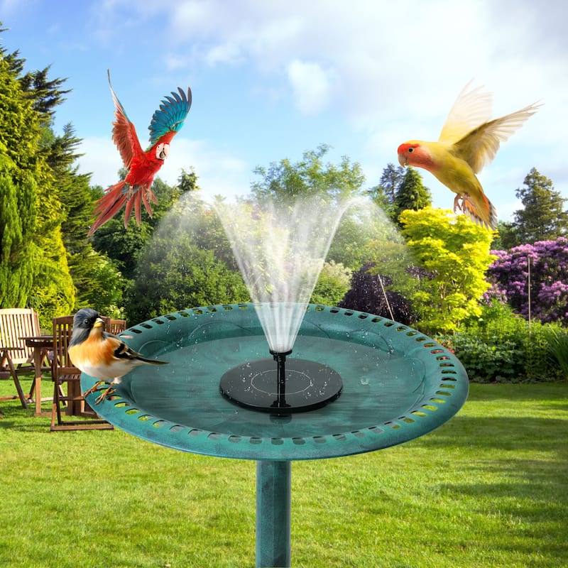 Javlergo Solar Fountain Pump Black Solar Powered Fountain with 6 Nozzles for Bird Bath Small Pond Garden Decor