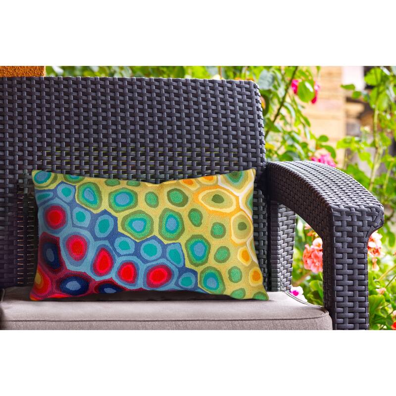 Liora Manne Visions III Pop Swirl Indoor/Outdoor Pillow Multi 12"X20" - Pillow Covers - 12" x 20" - Polyester - Red