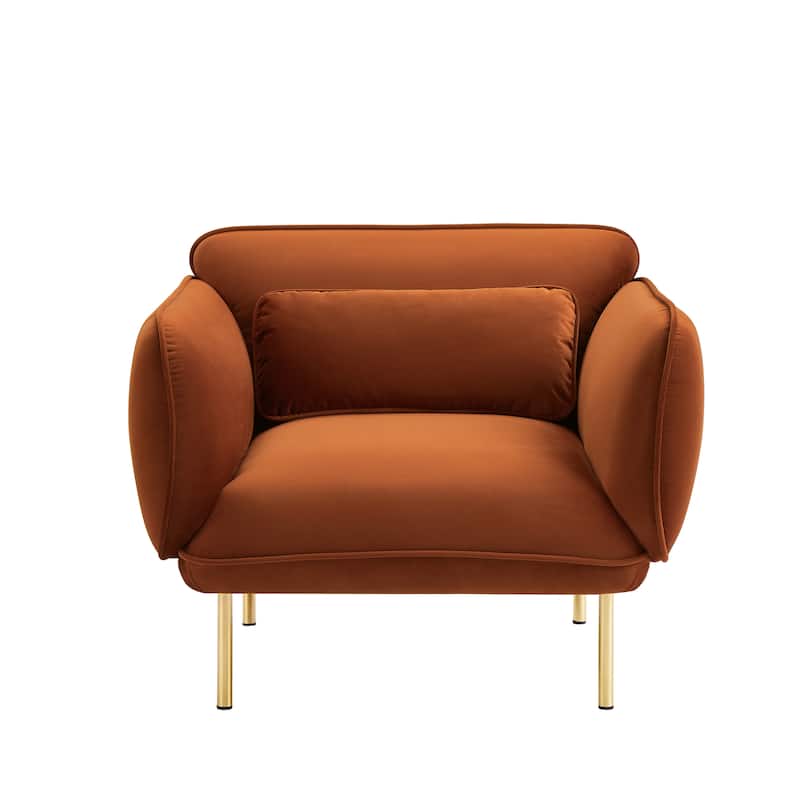 Roomfitters Oversized Living Room Accent Velvet Armchair Upholstered Single Sofa Chair, Comfy Fabric Armchair