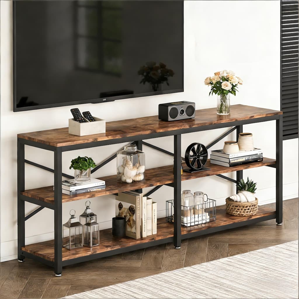 Rustic Farmhouse 3-Tier Hall Console Table