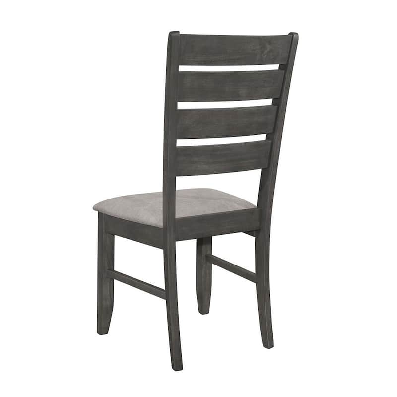 Set of 2 Dining Chairs with Fabric Upholstered Seat, Dark Grey