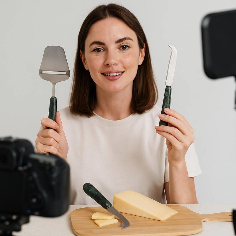 Creative Home 2 Pcs Cheese Serving Set With Green Marble Handle