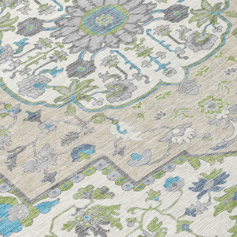 Machine Washable Indoor/ Outdoor Traditional Medallion Chantille Rug