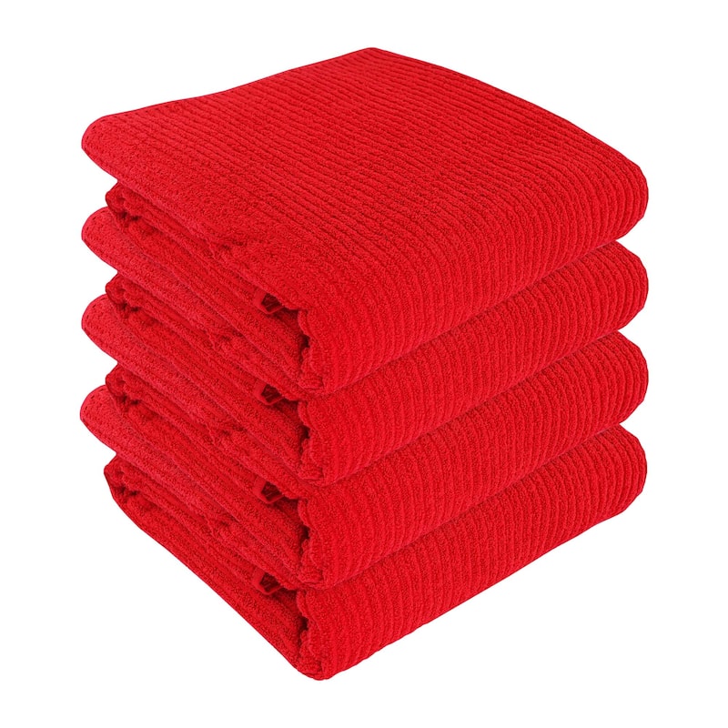 Large Bath Towel - Ultra-Absorbent Natural Cotton Bath Sheet Towel for Bathroom - 35 x 70 Inches Thick Luxury Bath Towel - Red - Pack of 4