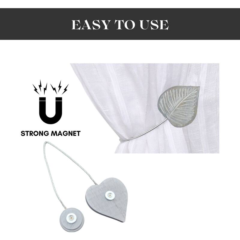 Magnetic Wooden Heart Curtain Tiebacks Easy to Use