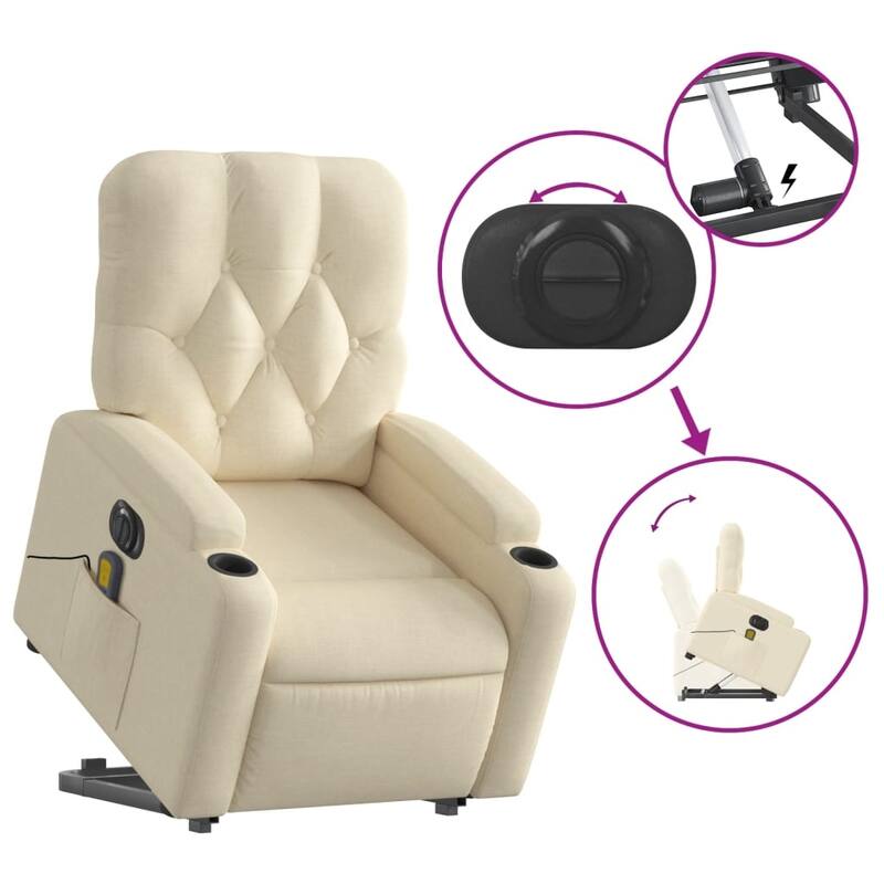 vidaXL Stand up Massage Recliner Chair Power Lift Wingback Armchair Fabric