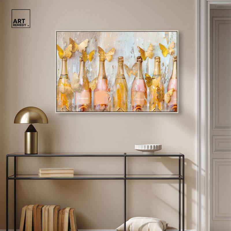 Golden Bright Campagne Line Canvas by Art Remedy