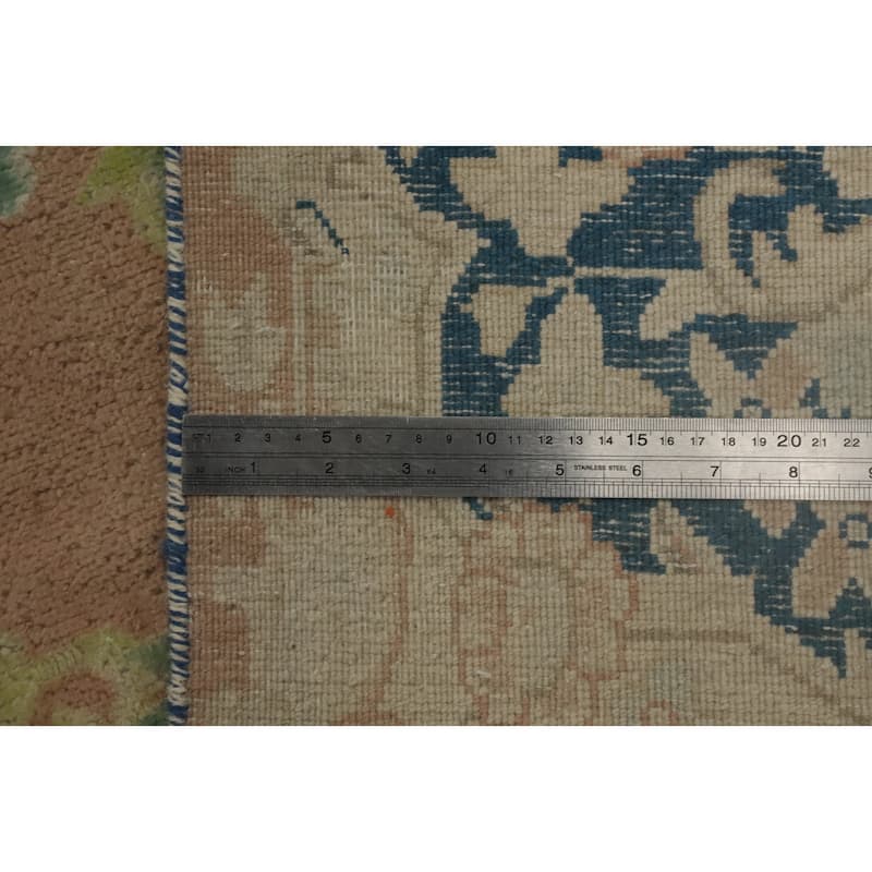 Hand Knotted Oriental 100% Wool Carpet Traditional Floral Pink Kerman Area Rug - 12' 10'' X 9' 9''