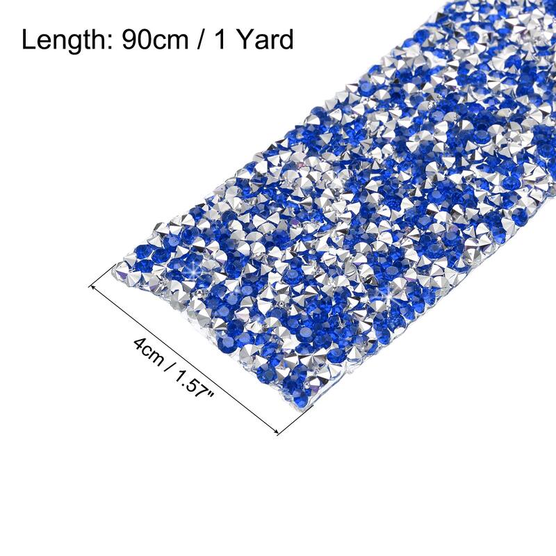 1 Roll 1 Yard Self Adhesive Crystal Diamond Ribbon Silver Base - Blue