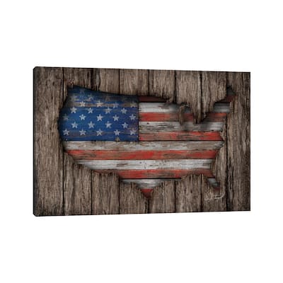 iCanvas "American Wood Flag" by Diego Tirigall Canvas Print